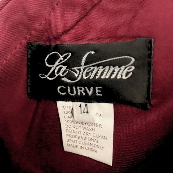 La Femme Sequin Bodice Tulle Gown 14 Red NEW - Picture 7 of 8